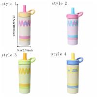 Taza aislada de acero inoxidable portátil de 600ml, taza con pajita de dopamina a prueba de fugas con asa, termo, botella de agua para actividades al aire libre - details 0