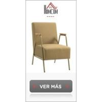 Butaca de Salón Butaca Nórdica Sillón de Salón con Reposabrazos Cojín y Marco de Madera de Caucho para Dormitorio Carga 120 kg 61x78x76 cm Beige - details 7