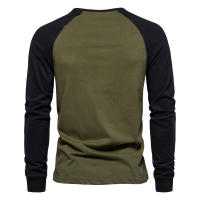 Camiseta de manga raglán de talla europea para hombre, camiseta de manga larga con empalme, Camiseta informal de algodón para hombre - details 8