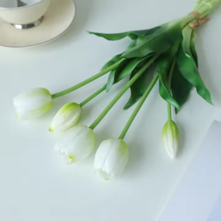 Ramo de tulipanes de 5 cabezas, flores artificiales de tacto Real, simulación Multicolor de flor de tulipán, accesorios de fotografía DIY, arreglo Floral - 1