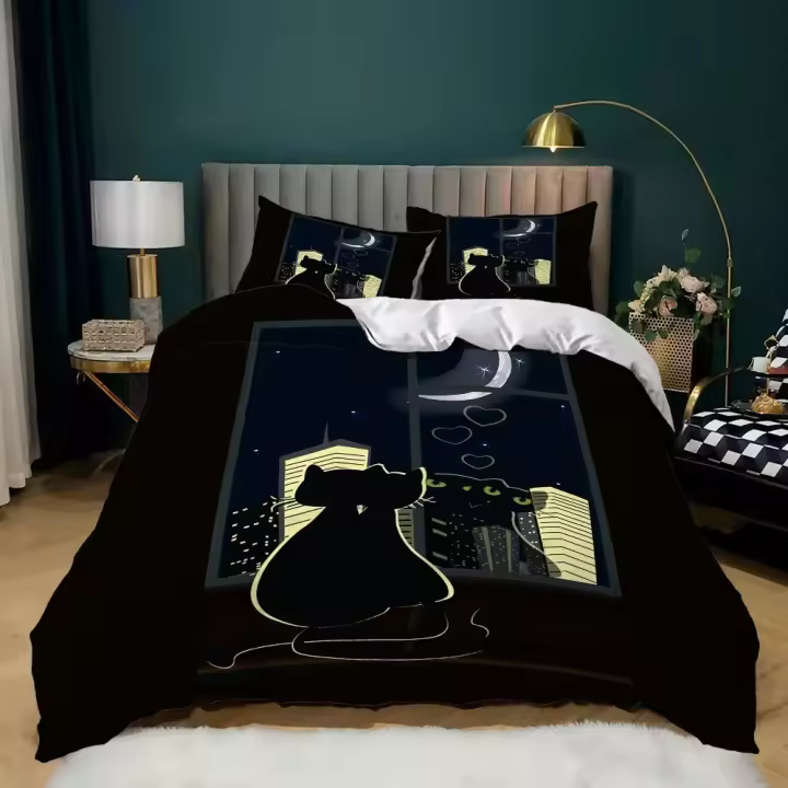 Funda de edredón Juego de funda nórdica de animales Juego de cama con hojas de bosque de otoño y ciervos Animales salvajes para adolescentes Funda de edredón de poliéster tamaño Queen King - 1