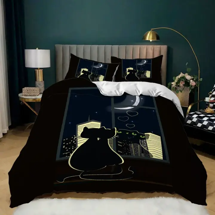 Funda de edredón Juego de funda nórdica de animales Juego de cama con hojas de bosque de otoño y ciervos Animales salvajes para adolescentes Funda de edredón de poliéster tamaño Queen King - 1