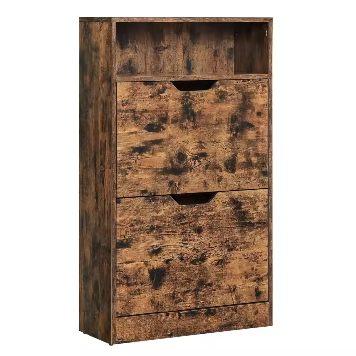 Mueble para Zapatos de 2 Puertas Estante con Compartimento Abierto Separador Ajustable 8 a 12 Pares - 1
