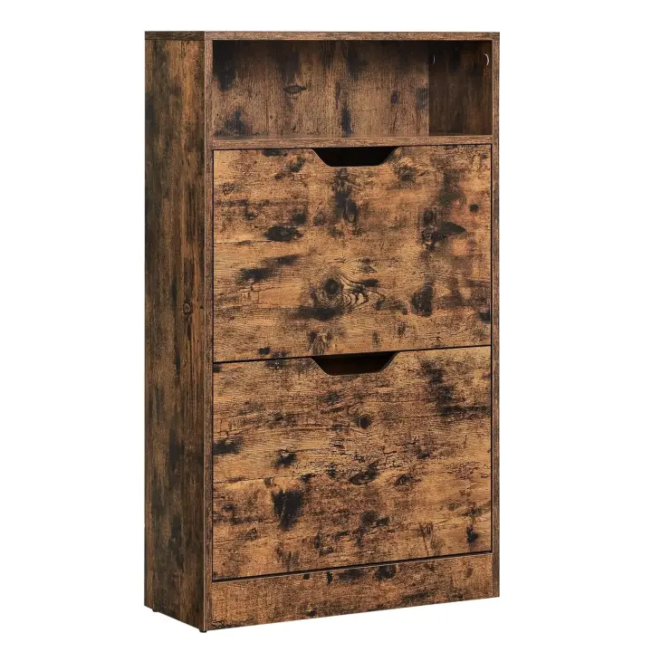 Mueble para Zapatos de 2 Puertas Estante con Compartimento Abierto Separador Ajustable 8 a 12 Pares - 1