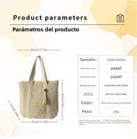 Bolsa de Playa de Paja Tejida Versátil de Verano Bolsa de Hombro Portátil de Gran Capacidad para Mujeres - details 2