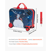 Maleta de Viaje para Niños SucceBuy, Capacidad de 26 L, Equipaje de Mano con Ruedas de 45,72 cm, Correa de Hombro Ajustable, Maleta de Viaje Ligera para Niños Mayores de 3 Años, Azul y Blanco - details 5