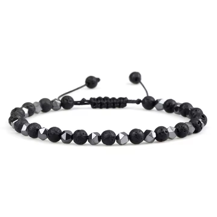 Pulseras de cuentas de hematita Irregular de 4mm para hombre, pulseras y brazaletes de cuentas de piedra de Lava de ojo de tigre Natural, Pulsera de joyería clásica para mujer - 1