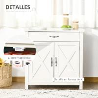 Buffet 1 Cajón 2 Puertas Estante Interior Ajustable Mueble Auxiliar Decorativo Comedor 80x397x80 cm Gris - details 15