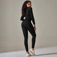 Conjunto de yoga sin costuras para mujer, top corto de manga larga, sujetador deportivo, leggings para correr de cintura alta, ropa de gimnasio - details 4
