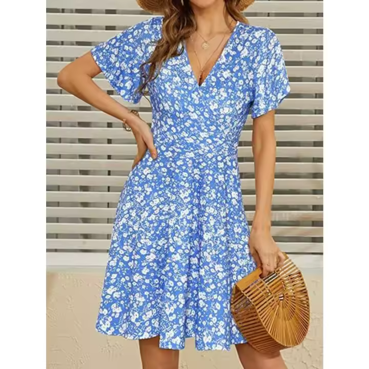 Vestido Elegante de Verano 2025 para Mujer Cuello en V, Cintura Alta Midi, Tirantes Cómodos - 1