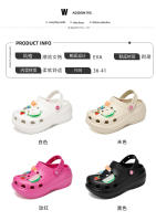 Zapatos perforados de suela gruesa para mujer, zapatos de jardín huecos transpirables, sandalias luminosas DIY para vadear el agua de verano - details 3