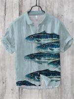 Nueva camisa de solapa de manga corta para hombre, Top informal de lino de playa hawaiano de un solo pecho para vacaciones - details 9