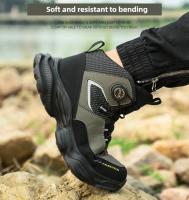 Zapatos de seguridad con botón giratorio para hombre, calzado de trabajo impermeable, botas de construcción con tiras reflectantes, punta de acero, talla 48, Invierno - details 8