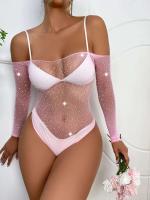 Body de strass a cuadros, lencería sexy de mujer, lencería mono de diamantes - details 3