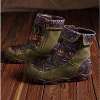 Botas cortas de talla grande de estilo nacional para mujer, nueva moda Retro con cremallera lateral, cabeza redonda, botas desnudas de moda de otoño e invierno - details 1
