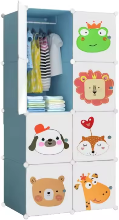 Armario Modular Infantil, Estantería de Módulos, Ropero para Niños, Organizador Modular, Estante de Almacenamiento para Hogar, 12 Módulos, 140x105 cm - 1