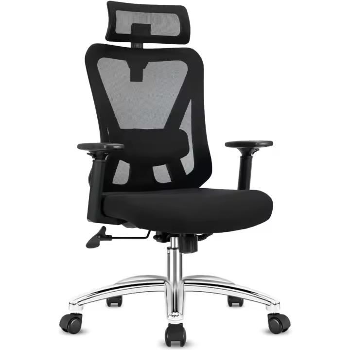 Silla de Escritorio, Silla Oficina Ergonómica con Reposacabezas, Apoyo Lumbar, Reposabrazos y Ajuste de Altura, Silla Oficina con Función Bloqueable 90 ° -130 ° , Capacidad de Peso 150KG - 1