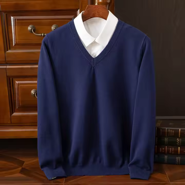 Suéter grueso de Cachemira para Hombre, ropa clásica cálida con cuello en V, Jersey de otoño e invierno, 4XL - 1