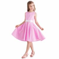 Vestido retro para niña, vestido vintage de princesa de verano sin mangas con lunares de algodón ligero y romántico floral de los años 50 para fiesta y boda Daliy - details 9