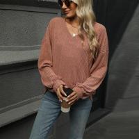 Top para mujer, camiseta holgada lisa con cuello en V, ropa popular coreana elegante de liquidación, años 90 - details 10
