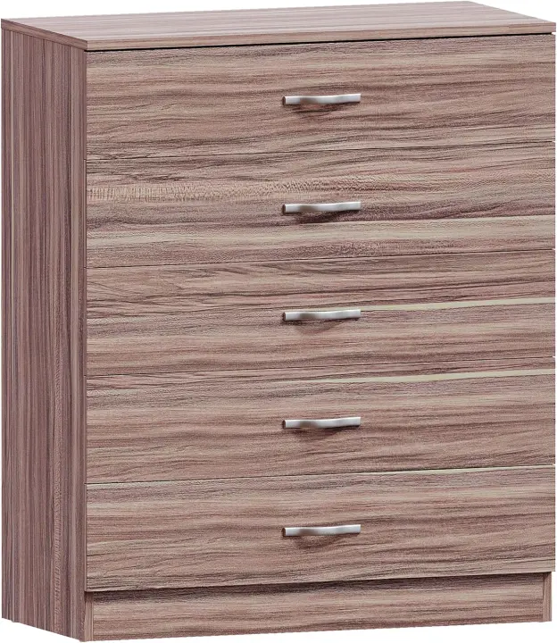 Home Descuento - Cajonera de 5 cajones con Tiradores y rieles de Metal, con Soporte Exclusivo Anti-inclinación para cajón. Muebles de Dormitorio Riano en Color Blanco. - 1