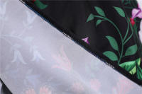 Women vintage spaghetti strap floral print high waist elegant sleeveless a-line party midi dress - details 8
