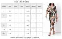 Vestido largo para mujer Informal de verano, para oficina, con manga y cuello en V, longitud de cintura con cinturón, vestidos de fiesta con abertura y lazo - details 0