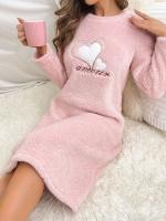 Camisón de manga larga para mujer, vestidos de forro polar, vestido Midi de felpa gruesa, camisa de noche peluda, Jersey, sudadera - details 6