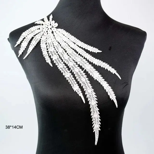Apliques de tela de encaje para vestido, accesorios de decoración de disfraces, adornos de costura de cuello de Necke DIY, blanco y negro - 1