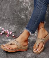 Women Open Toe Boho Casual Sandals Hollow Out Flip Flops Summer Wedge Sneakers Women's Footwear - details 8