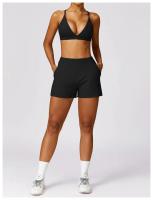 Pantalones cortos deportivos casuales y sueltos de nylon para yoga y ejercicios de autómneo y invierno acero inoxidable rápido secado - details 26