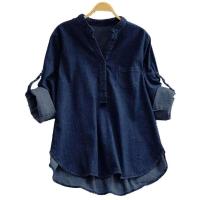Blusa de cuello alto Blend, botones, cuello en V, camisa holgada, tops, ropa de calle para mujer - details 7