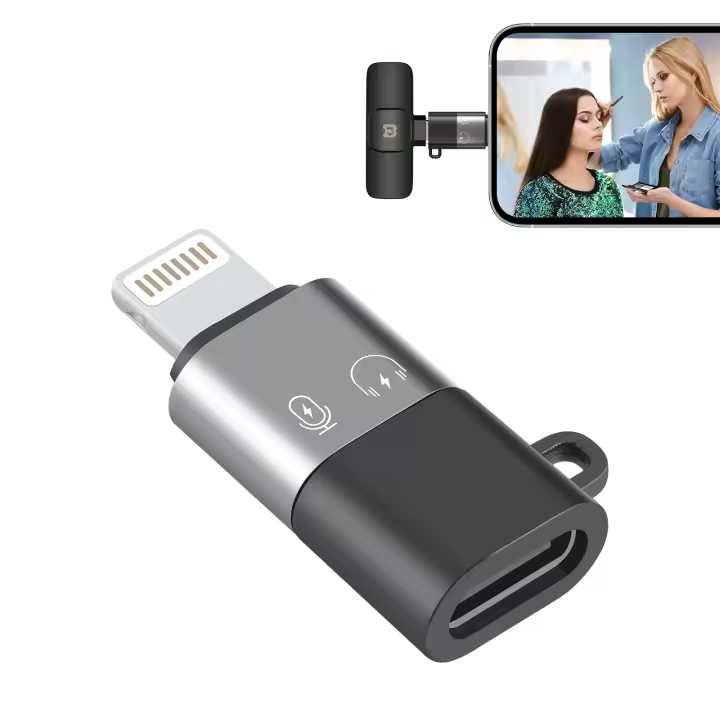 Micrófonos de reverberación Lavalier inalámbricos, reducción de ruido, iluminación, tipo C - 1