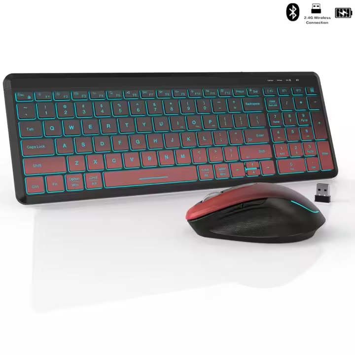 2,4G Bluetooth inalámbrico de doble modo recargable, combinación de teclado y ratón, respuesta rápida sin retraso - 1