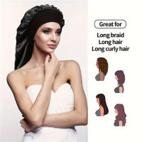 Gorros de Seda Largos para Mujeres Gorro de Dormir de Ancho Elástico con Diadema de Cuidado del Cabello Braids de Peluqua Natural - details 1