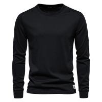 Día del padre 2025 Camiseta de algodón de Color sólido para hombre, camisetas informales de manga larga con cuello redondo para hombre, Camiseta básica de alta calidad para primavera y otoño para hombre - details 2