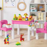 Infantil, Mesa de Actividades Construccion y Silla con 128 Piezas Juguetes de Creativos Grandes Clásicos para Niñas, Rosa - details 5