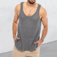Camisetas sin mangas informales de verano para hombre, chaleco suelto de cuello redondo sin mangas, Jersey ahuecado, camiseta muscular para gimnasio y Fitness - details 1
