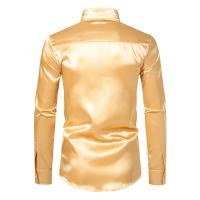 Camisa de vestir de satén de lujo para hombre, esmoquin liso de seda a la moda, informal, para boda, fiesta, graduación y oficina - details 20