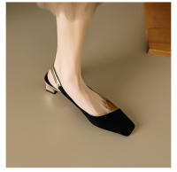 Sandalias con punta en bloque de color, zapatos de tacón grueso con temperamento informal de verano - details 7