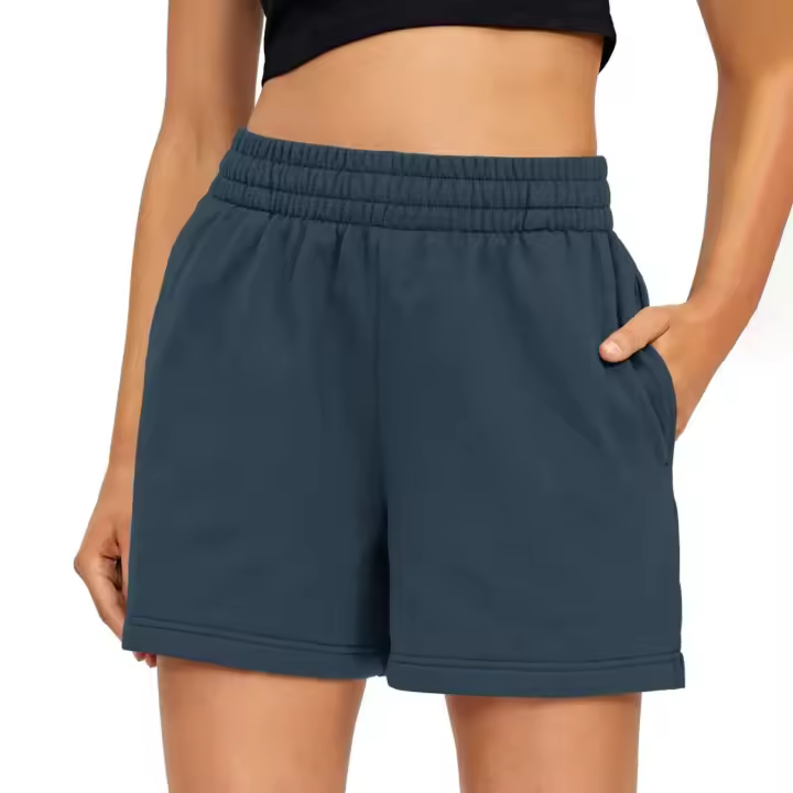 Pantalones cortos informales para mujer, Shorts elásticos cómodos de cintura alta con bolsillos, Verano - 1