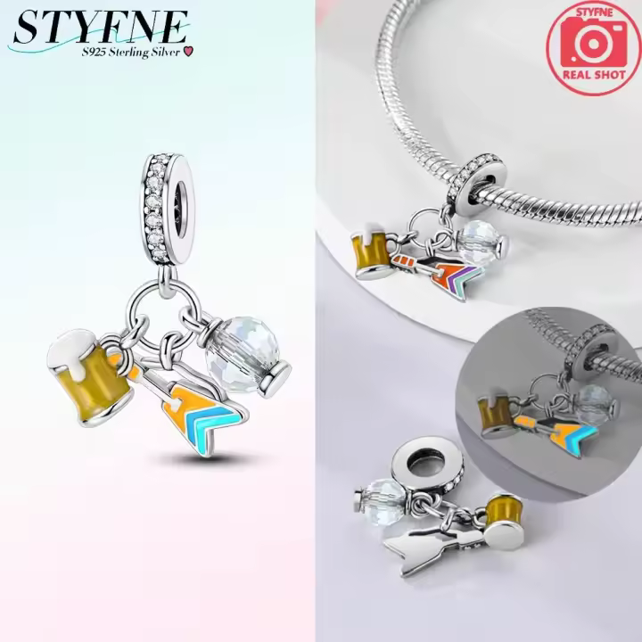 Abalorios de Plata 925 con Diseño de Guitarra y Música para Fiestas, Compatibles con Pulseras de Plata 925 Originales, Joyería Fina para Mujer, Regalos Finos - 1