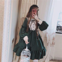 Lencería Lolita para mujer estilo Haruku japonés con volantes y mangas largas vestido de muñeca informal con cintura imperio talla - details 3