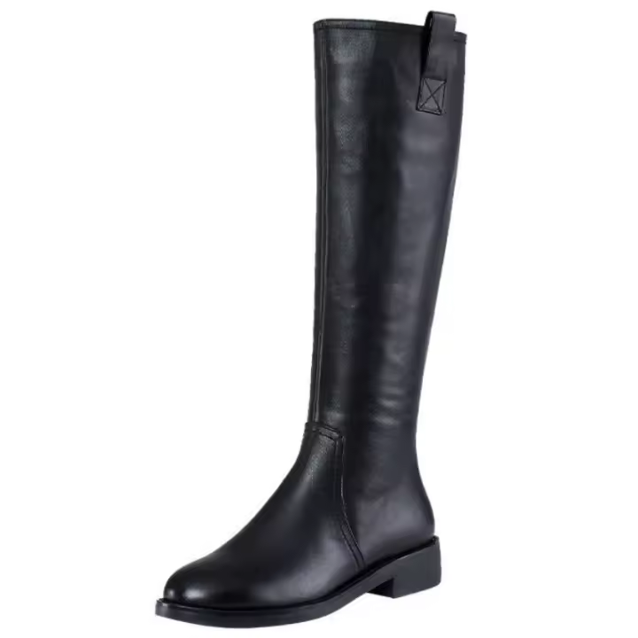 Nuevas Botas De Cuero De Terciopelo De Otoño E Invierno Para Mujer, Botas Elásticas, Botas Planas - 1
