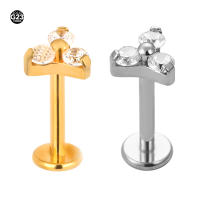 Pendientes de titanio G23 para mujer, Piercing Labret, flor de circón, Ópalo, 16G, F316, 2 piezas, nuevo, 2023 - details 0