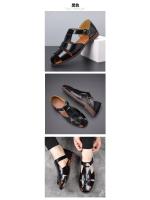 Sandalias hechas a mano con punta cerrada, zapatos romanos para hombre, de moda, con punta cerrada, transpirables, informales, de negocios, con hebilla decorativa. - details 1