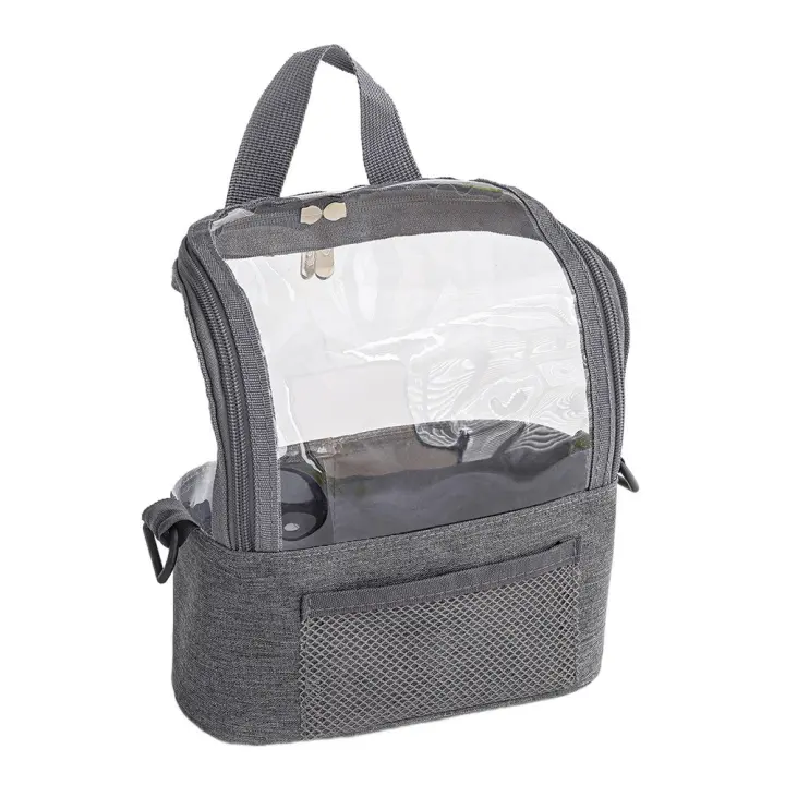 Bolsa de hombro para brochas de maquillaje profesional, contenedor de cosméticos de tela Oxford ligera, bolsa de almacenamiento de cosméticos transparente impermeable - 1