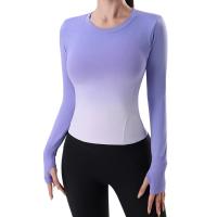 Top de Manga Larga para Mujer Camiseta de Yoga Camiseta para Correr Tinte Colgante - details 0