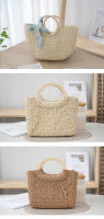 Bolso tejido a mano con cinta a la moda, bolso de playa de verano, bolso de paja de celebridad de Internet, bolso de vacaciones de playa estilo Mori para mujer - details 15