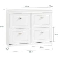 4 Puertas Armarios Dormitorio Recibidor Entrada Organizador para Zapatos Blanco 105 x 24 x 83 cm FSR79-W ES - details 2